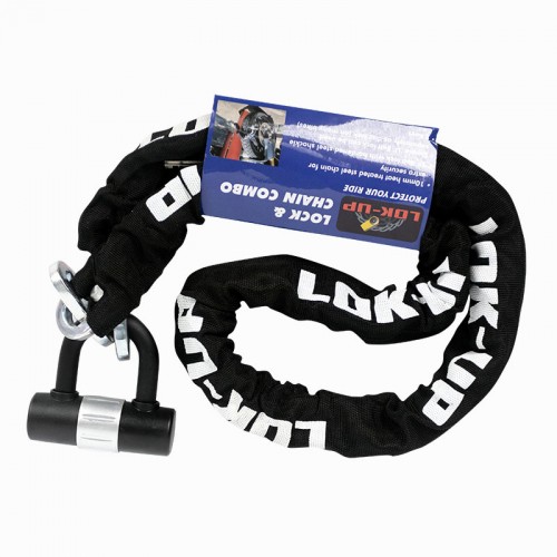 Lok-Up U Padlock & Chain Combo Black/Silver * Motorcycles R Us