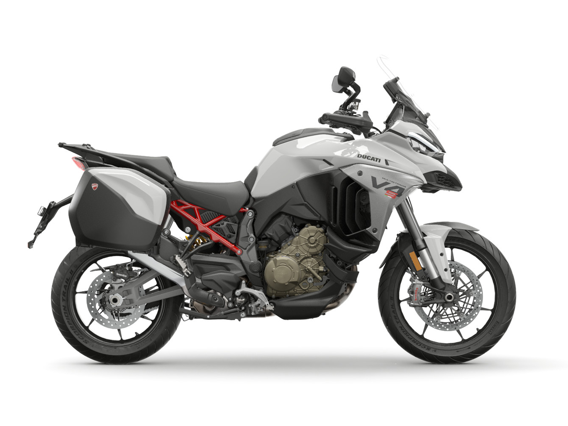 Ducati Multistrada V4 S Sport Travel + Radar in Arctic White.
