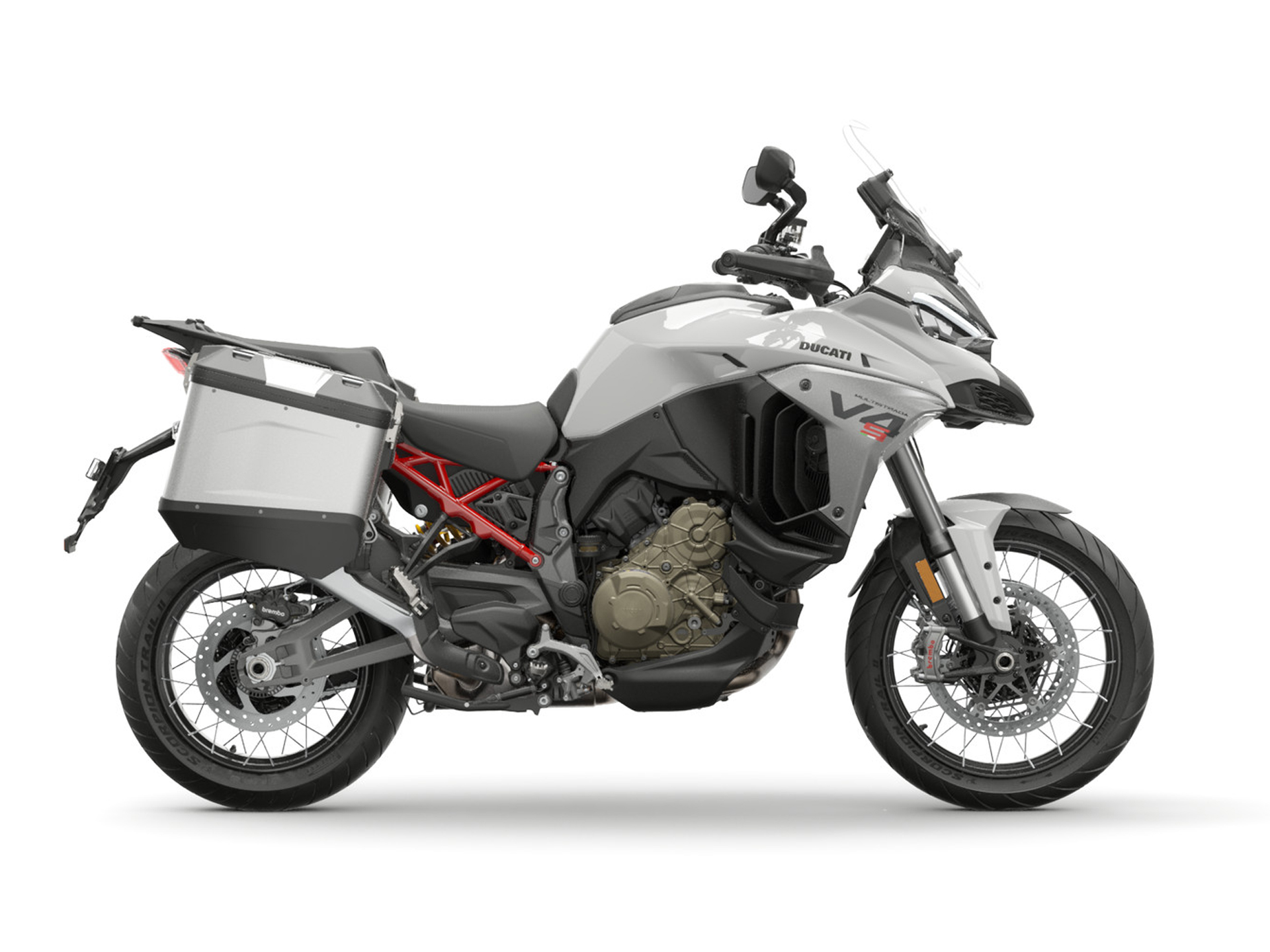 Ducati Multistrada V4 S Adventure Travel + Radar in Arctic White.